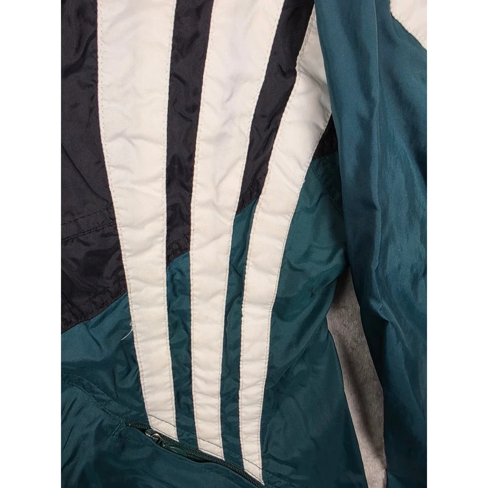 Vintage Adidas Windbreaker Jacket Mens M Green Colorblock Full Zip 90s *Read